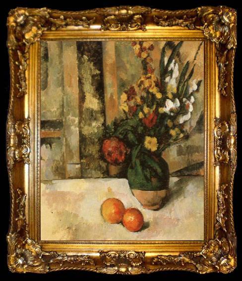 framed  Paul Cezanne Vase a fleurs et pommes, ta009-2